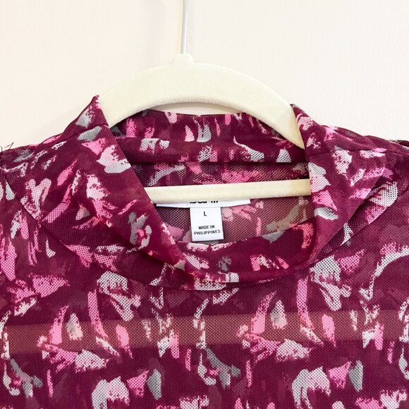 Bar III Sheer Mock Neck Long Sleeve Top - Picture 4 of 5